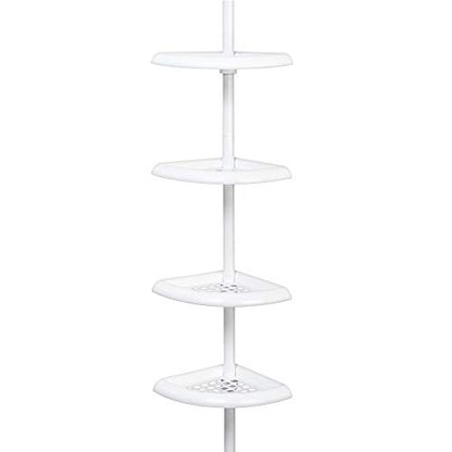Zenna Home Tension Pole Shower Caddy, 4 Shelves, Adjustable, 60 to 97 Inch, White - style: 4 Shelves