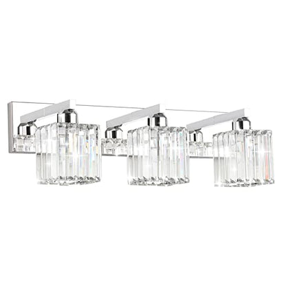Aipsun Vanity Light Fixtures Crystal Bathroom Lighting Fixtures Chrome Vanity Light for Bathroom (Exclude Bulb) - color: Chrome, size: 23 inch