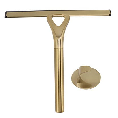 Shower Squeegee for Glass Doors, 8.9 Inch Width Squeegee All Purpose Stainless Steel Squeegee Bathroom Squeegee with Hooks Holder for Window, Mirror, Car Glass