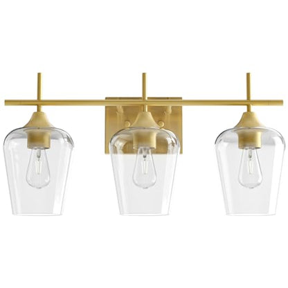 VONLUCE 3 Light Bathroom Vanity Light Fixture,Brushed Gold | Wine Glass Shades, E26 Sockets, Easy to install, Vanity Lights for Bathroom Bedroom Hallway Living Room - color: Gold, size: 3-Light