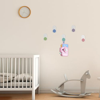 5Pcs Self Adhesive Hooks, Wooden Coat Hook in Animal Shapes, Multi Purpose Stick on Hooks Holder Wall Hook Door Hooks for Tea Towel Coat Kitchen Bathroom(Macaron Round)