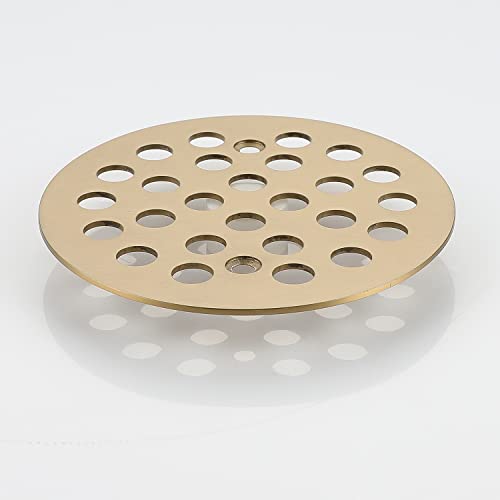4-1/4 Inch Screw-in Round Shower Drain Cover Replacement Floor Drainer Grate with Screws (Brushed Golden) - color: Brushed Golden