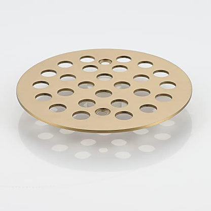 4-1/4 Inch Screw-in Round Shower Drain Cover Replacement Floor Drainer Grate with Screws (Brushed Golden) - color: Brushed Golden