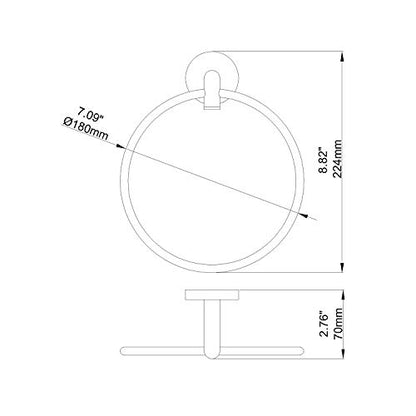 Black Towel Ring for Bathroom, Modern Hotel Style Hand Towel Holder Wall Mounted, Contemporary Hand Towel Rack, Matte Black,077060-MB Leo Seires - color: Matte Black