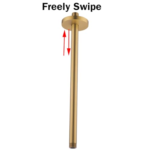 RANDOM Champagne Bronze Shower Arm with Flange 16 Inches Ceiling Mount Shower Head Extension Straight Arm Ceiling-Mounted For Fixed Shower Head. RD-91038-16CB - color: 16″ Champagne Bronze(Round Flange)