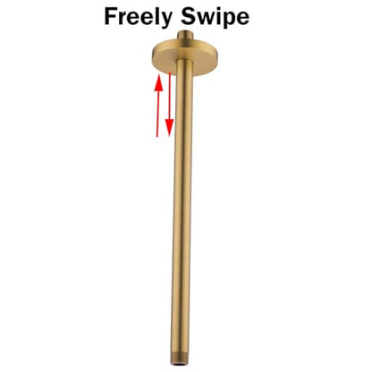 RANDOM Champagne Bronze Shower Arm with Flange 16 Inches Ceiling Mount Shower Head Extension Straight Arm Ceiling-Mounted For Fixed Shower Head. RD-91038-16CB - color: 16″ Champagne Bronze(Round Flange)