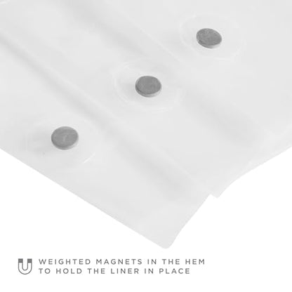 Bath Bliss Heavy Duty Shower Curtain Liner, 3 Magnet Hem, White - color: White