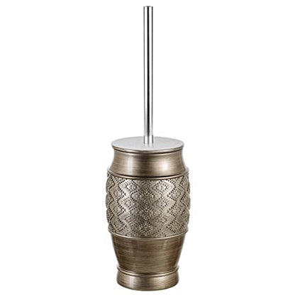 Creative Scents Dublin Silver 6 Piece Resin Bathroom Accessories Set | Includes Toilet Brush and Holder, Tissue Box Cover, Soap Dispenser, Toothbrush Holder, Tumbler Cup & Soap Dish - style: 6 Piece Set