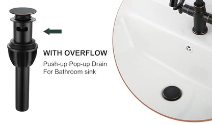 Oil Rubbed Bronze 4 Inch Centerset Bathroom Faucet 3 Hole with Drain,2 Pack | Derengge High Arc Classic 2-Handle Bathroom Faucet, Vanity Lavatory Faucet with 360° Swivel Spout，F-4501-ORB - color: Oil Rubbed BronzeX2