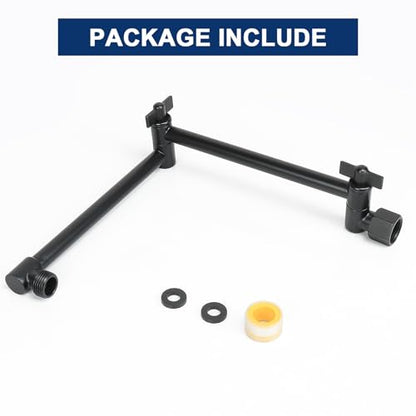 NearMoon Adjustable Shower Arm, Extension Arm Universal Connection, Rise or Lower Shower Head, Adjust Height/Angle to Upgrade Shower Experience, Anti-Leak, 16 Inch (Matte Black)