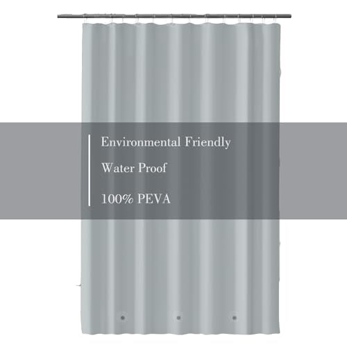 Shower Curtain Liner 72 x 72, Plastic Waterproof 4G Lightweight Shower Liner for Bathroom, with Grommets Holes and 3 Heavy Duty Magnetic Weights - color: Grey