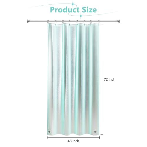 Seenus Teal Glitter PEVA Shower Stall Curtain 48 x 72 inch, Waterproof Plastic Sparkle Shower Curtain Liner with 2 Large Magnets, Dreamy Shimmery Narrow Bathroom Shower Curtain Aqua Green - color: Glitter Teal, size: 48"W x 72"L (Pack of 1)