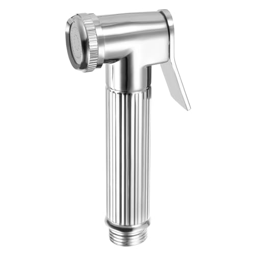 uxcell Handheld Bidet Sprayer for Toilet, Metal Bathroom Sprayer Kit Adjustable Water Pressure Control for Kitchen Bathroom Toilet Flushing Washing, Silver - color: Silver