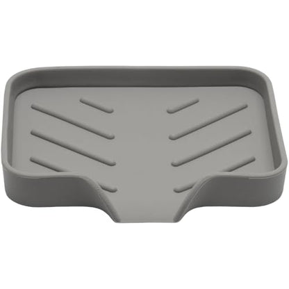 BokWin Silica Gel Soap Dish with Drain, Grey, 4.8x3.5 Inch | 1 Pack, Self Draining Soap Tray, For Shower, Bathroom and Kitchen, Sink Organizer, Bar Soap Holder - color: Grey