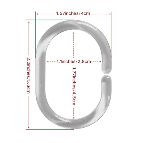 Plastic Shower Curtain Hooks C Shape Shower Curtain Rings for Bathroom Shower Rod Window Curtains Hanger (Clear, 12pack) - color: Clear, size: 12pack