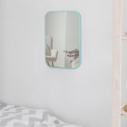 8-Inch Table Desk Vanity Makeup Mirror, Simple Portable Travel Mirror with Stand, Standing and Wall Hanging Dual-use, Blue - color: Blue