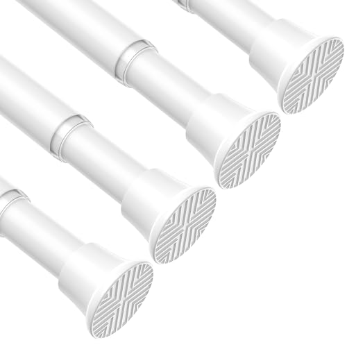 AIZESI Spring Tension Curtain Rod 24 to 46 Inch, 4Pcs White Tension Rod Tension Curtain Rod, Spring Tension Rod No Drilling Adjustable Curtain Rod Spring Loaded Curtain Rods - color: White, size: 24“-46“-4P