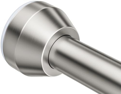 TEECK Shower Curtain Rod, 32-79 inch Adjustable Tension Spring, 1 Inch Shower Curtain Rod Tension, Anti-Slip, Rust-Proof, No Drilling, for Bathroom, Nickel - color: Nickel, size: 32-79 Inches