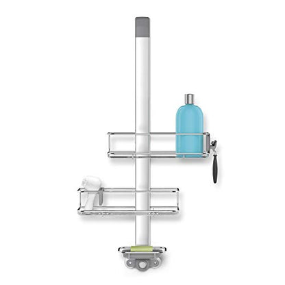 simplehuman Over Door Shower Caddy, No-Drill Auto-Tightening Hanger for Glass Shower Doors, Quick-Adjust Shelves, Quick-Dry Soap Dish, Bathroom Organizer, Rust-Proof Stainless Steel - style: Over Door