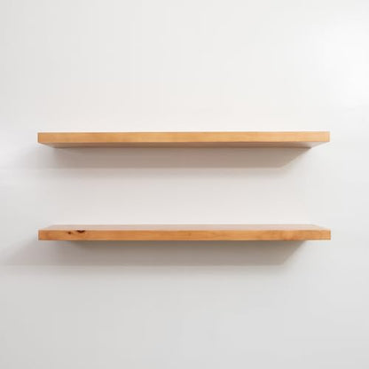 URBANDI, Rustic Floating Shelves, Set of 2, Hidden Bracket, Solid Wood, Heavy Duty, Wall Mounted Shelves, (Brown, 60Wx8D) - color: Brown, size: 60Wx8D