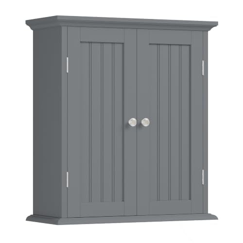 ChooChoo Bathroom Wall Cabinet with 2 Doors, Over The Toilet | 8.8"D x 21.1"W x 24"H, Medicine Cabinet, Adjustable Shelves, Cupboard, Grey - color: Grey, size: 8.8"D x 21.1"W x 24"H