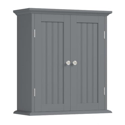 ChooChoo Bathroom Wall Cabinet with 2 Doors, Over The Toilet | 8.8"D x 21.1"W x 24"H, Medicine Cabinet, Adjustable Shelves, Cupboard, Grey - color: Grey, size: 8.8"D x 21.1"W x 24"H