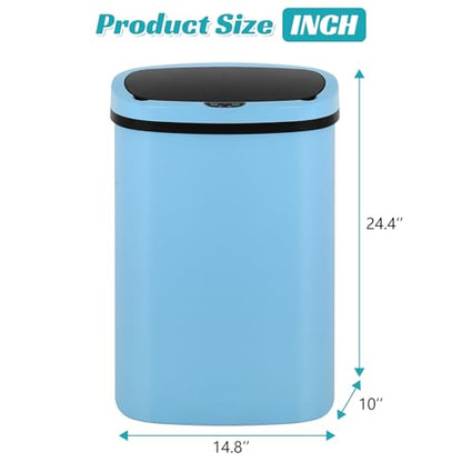 Dkeli 13 Gallon Trash Can Automatic Kitchen Trash Can 50 Liter Touch Free Garbage Can with Lid Brushed Waste Bin for Home Office Bedroom Bathroom, Blue - color: Blue, size: 15 x 10 x 24 inches