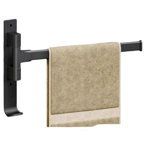 Wall Mounted 180° Swivel Multi-bar Towel Rack Towel Hanging Holder for Bathroom with Hook (Black,1-Bar) - color: Black, size: 1-Bar