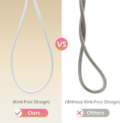 Shower Hose Extra Long, Ultra-Soft Silicone Shower Hose Replacement, Anti-Kink Designed Handheld Shower Head Hose Extension with Brass Insert and Nut, 69 Inches, White - color: White, size: 69 Inches