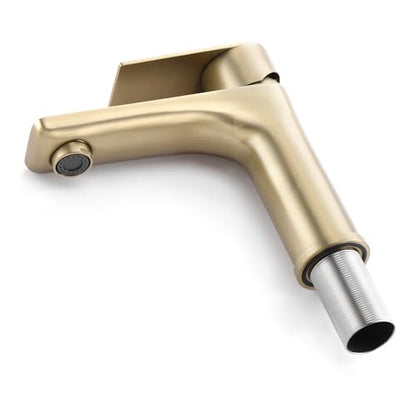 SUMERAIN Bathroom Sink Faucet Lead-Free 304 Stainless Steel Single Hole Single Handle Vanity Faucet, Brushed Gold | Lead-Free, Unique Flow Pattern, Water-saving, with Faucet Supply Lines, Easy DIY Install - color: Brushed Gold