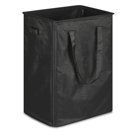 efluky Slim Laundry Basket, Narrow Laundry Hamper with Handles, Collapsible Dirty Clothes Hamper, Tall Laundry Bin for Laundry Room, Dorm and Bedroom, 90L Black - color: Black, size: 90L