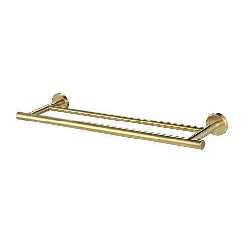 JQK Double Towel Bar 20.5 Inch, Brushed Gold Useable 18 Inch 304 Stainless Steel Thicken 0.8mm Towel Rack Bathroom, Towel Holder Wall Mount, TB100L18-BG - color: Brushed Gold, size: 20.5 Inch