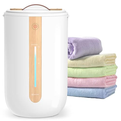 Keenray Towel Warmer for Bathroom, Towel Warmer Bucket with Heating Progress Bar, Child Lock, Fragrance Disc Holder, Auto Shut-Off Towel Bucket Fits Up to Two 40" x 70" Towels, Bathrobes, Blankets - color: White/Wood, size: 18L