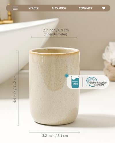 BosilunLife Ceramic Toothbrush Holder (Greige, Cylinder) - color: Greige-cyl, size: cylinder
