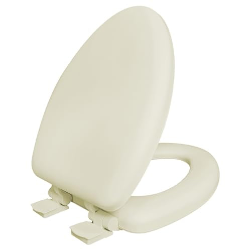 Plexon Soft Cushioned Toilet Seat, Elongated Bone, Slow-Close Lid & Seat, Quick-Release Hinge, Easy To Clean & Change - color: Bone, size: Elongated