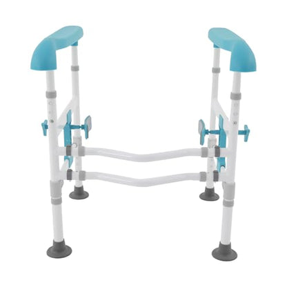 Toilet Safety Rails for Seniors Heavy Duty Toilet Safety Frame, 330Lbs Carbon Steel Adjustable Height and Width, Toilet Grab Bar Arms for Elderly Disabled & Shower, Blue