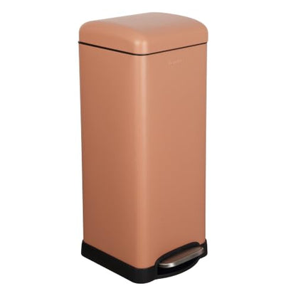 happimess Betty 8 Gal Step Trash Can Soft-Close Lid, Clay Rose | Removable Liner, Semi-Rectangular, Steel Pedal, Iron Powder Coated, 27" Height, Non-Skid Base - color: Clay Rose