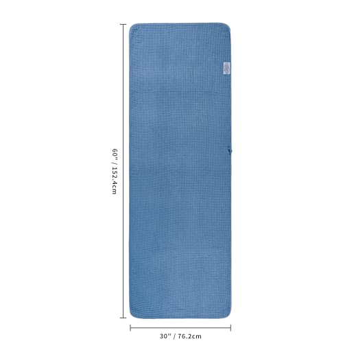POLYTE 380 GSM Poly Blend Microfiber Quick Dry Waffle Bath Towel, 30x60 in | 2 Pack, Oversize, Lint Free, Body Towel - color: Blue