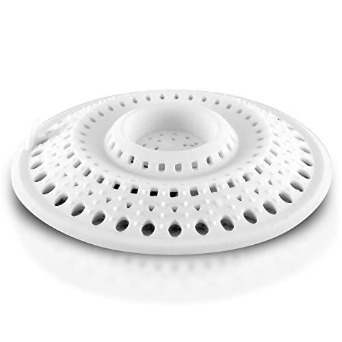 Meadow Lane Silicone Drain Hair Catcher, Fits Most Drains, White, 2-Pack | Flat silicone cover adjusts to 3 drain setups; 4.75-inch design catches hair on top and lifts off for quick cleaning. - size: 2 Pack