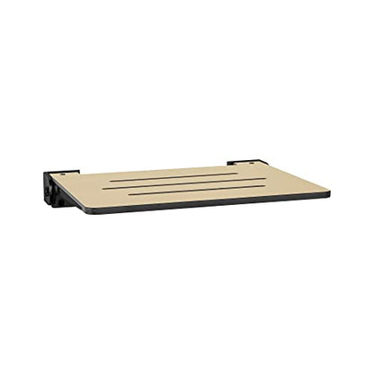 Seachrome 18 inch Silhouette Slimline Folding Wall Mount Shower Bench Seat, Urban Chic Seat with Matte Black Frame - color: Urban Chic With Matte Black Frame