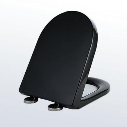 Toilet Seat QuickRelease One Button 360° Adjustable Hinge UF Material Easy Clean Modern White/Black Design for Bathroom Upgrade - color: Black