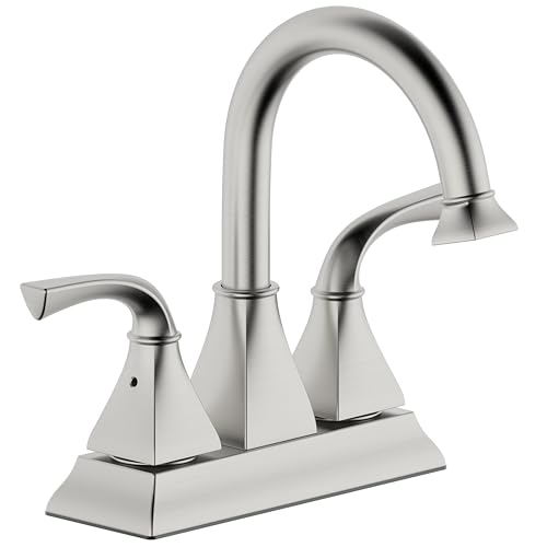 Centerset Bathroom Faucet,Brushed Nickel Lavatory Bathroom Sink Faucet,4 Inch Two Handle with Push up Pop-up Drain,F-4015-BN - color: Brushed Nickel, size: Standard
