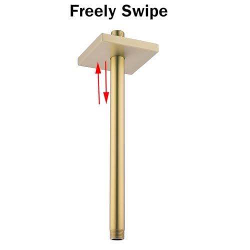 RANDOM Straight Shower Arm with Flange,Gold 12 Inches Ceiling Mount Shower Head Extension Arm,Brushed Gold.RD-91038-12BG-SQ - color: 12″ Brushed Gold(Square Flange)