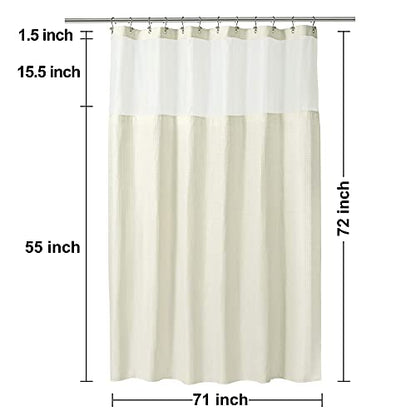 N&Y HOME Waffle Weave Shower Curtain with Snap-in Liner Set Cream, 71x72 | 12 Metal Hooks Included, Snap on/off Fabric Liner, Mesh Window, Washable, Hotel Style Cream Shower Curtain Set for Bathroom - color: Cream, size: 71"W x 72"L (Pack of 1)