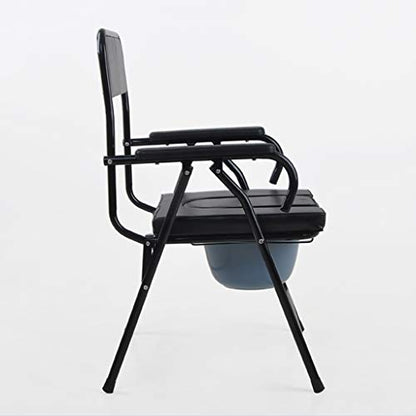 Commode Chair Folding Commode Chair - Bedside Potty Chair with Safety Frame Rails Handicap Padded Toilet Seat Bathroom Shower Chair for Elderly Disabled Pregnant Women