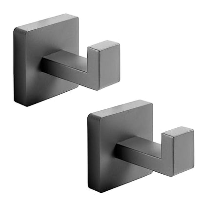 Heavy Duty 33 Lbs Stainless Steel Towel Hooks, Wall Mounted Square Robe Hooks for Bathroom, Kitchen, Bedroom, Hotel 2 Pack Grey - color: Gray