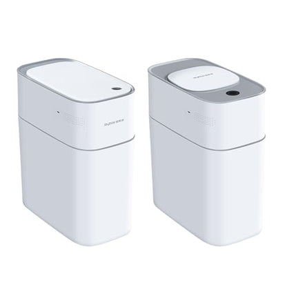 JOYBOS Bathroom Trash Can with Lid Automatic Garbage Can, 3 Gallon Slim Electric Waterproof Narrow Small Garbage Bin,Plastic Trash Bin, 14 L Motion Sensor Rubbish Can for Bedroom Office Toilet