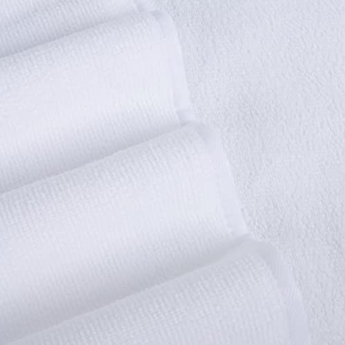 POLYTE 410 GSM Poly Blend Microfiber Quick Dry Bath Towel Set of 6 Pieces | 2-Body Towels, 2-Hand Towels, 2-Wash cloths, Oversize, Lint Free - color: White