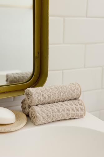GEOMETRY Taupe Waffle Washcloths - color: Taupe, size: 10"x10" (3 pack)