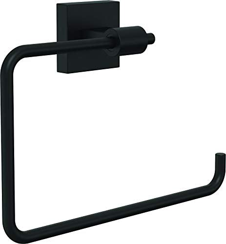 Franklin Brass Hand Towel Holder | Square Matte Black Ring for Hanging Towels in Kitchen, Bathroom | Maxted Accessories - color: Matte Black